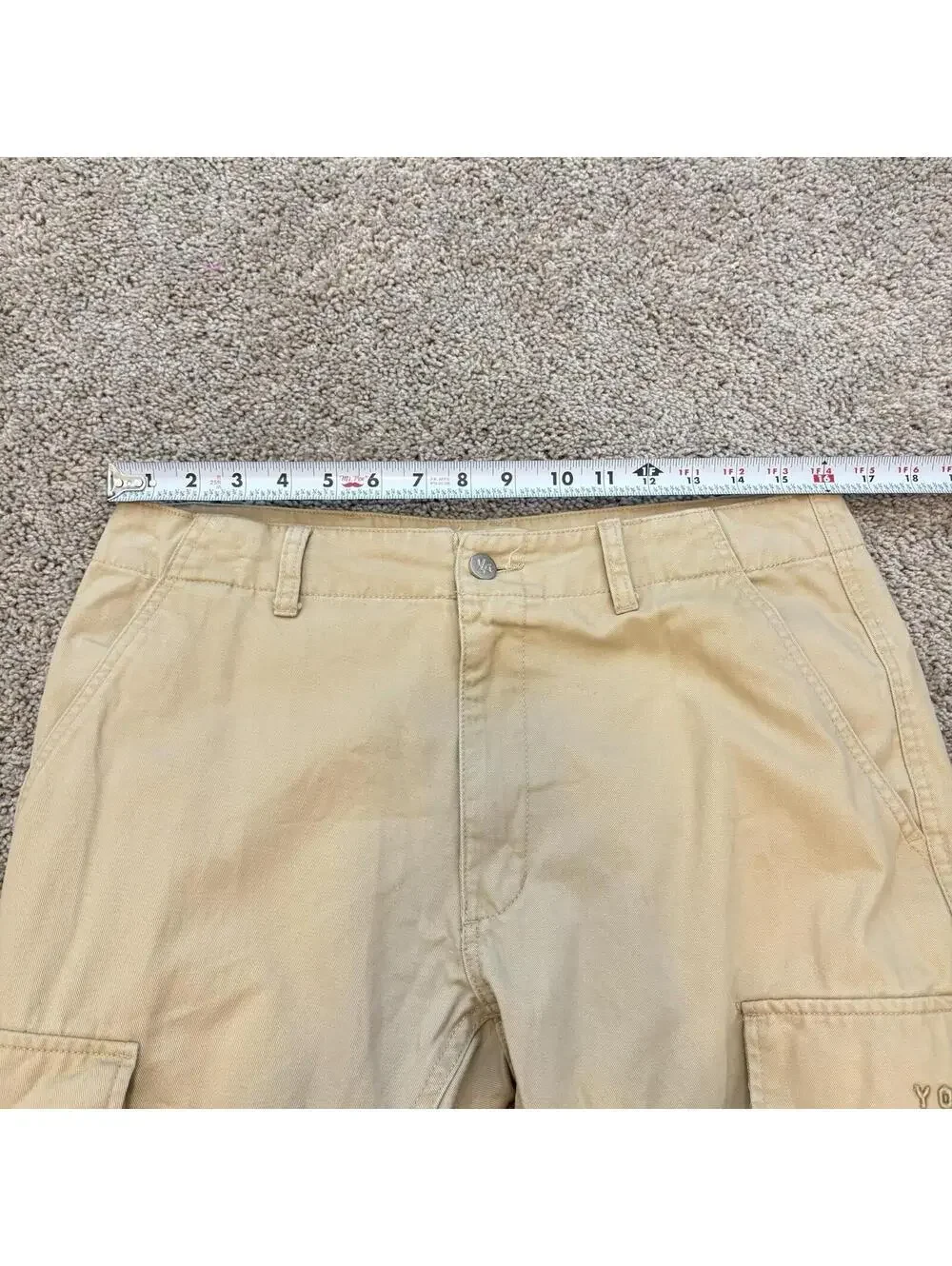YoungLA 616 Suburban Twill Cargo Pants Mens Medium Khaki Streetwear Baggy 90s
